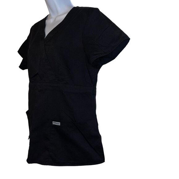 Greys Anatomy by Barco Black Womens M Scrub Top Shirt Style 4153 Pockets Solid - Picture 5 of 9